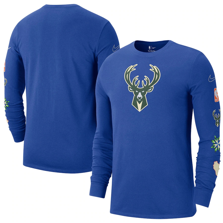 Men's Milwaukee Bucks Royal 2022/23 City Edition Essential Expressive Long Sleeve T-Shirt